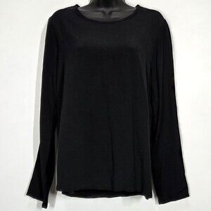 Flax Top Womens Small Black Textured Chiffon Lightweight Flowy Beachy Tunic
